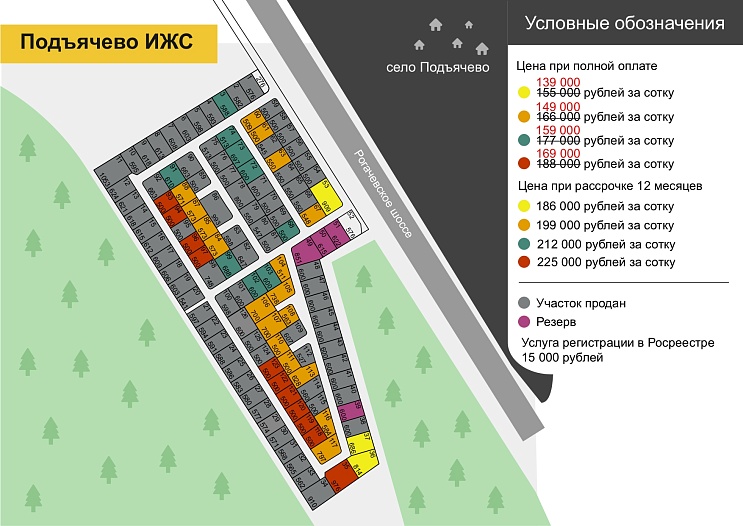 План и цены КП Подъячево